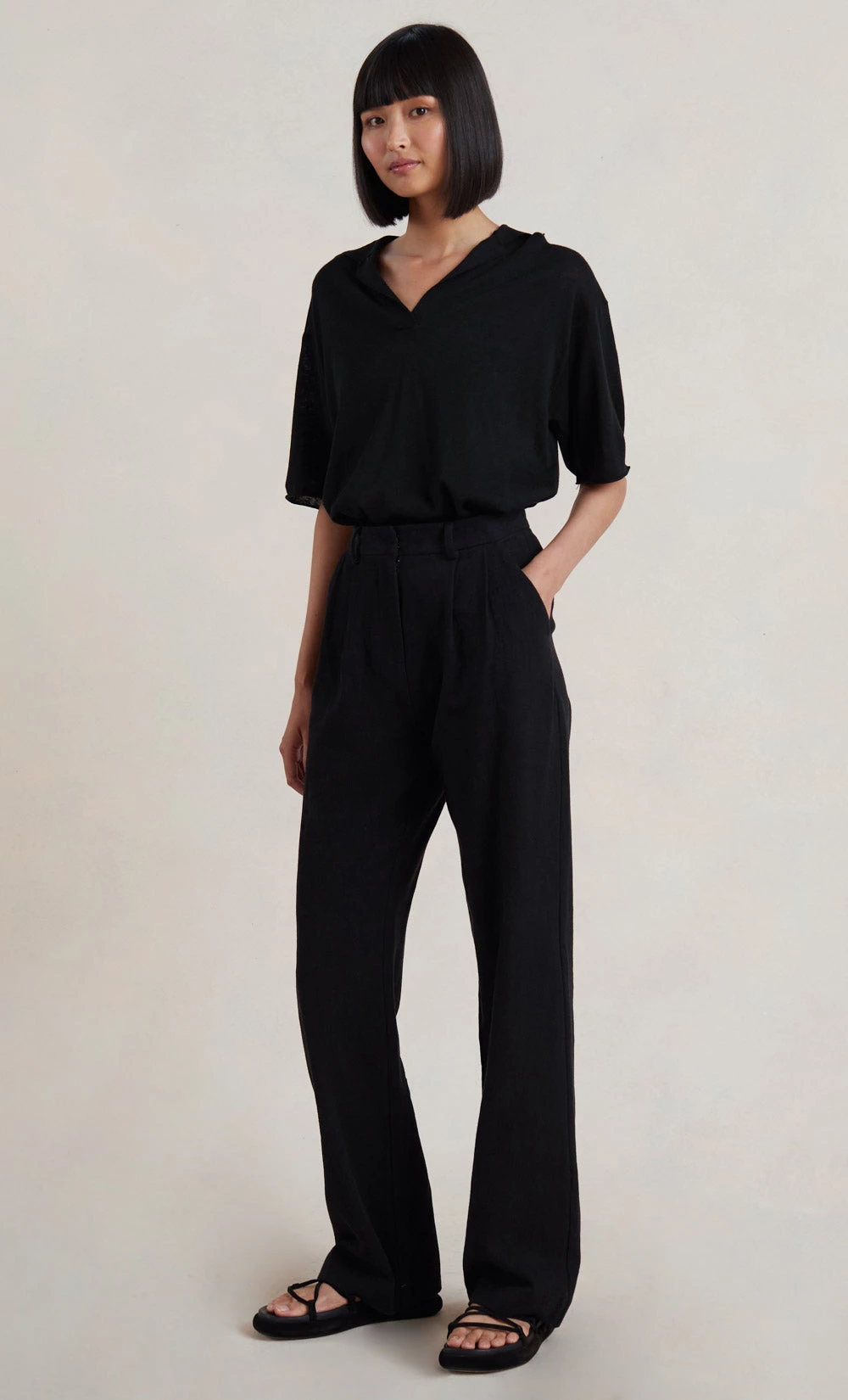 Bec&Bridge JIMI KNIT POLO - BLACK Tops 2 Bec&Bridge JIMI KNIT POLO - BLACK Tops