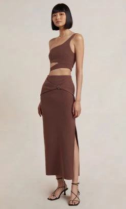 Bec&Bridge IVY ASYM TOP - DARK CHOCOLATE