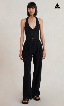 Bec&Bridge BONNIE VEST TOP - BLACK Tops