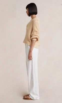 Bec&Bridge ELSA V NECK JUMPER - PUMICE Tops