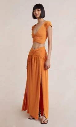 Bec&Bridge MYLA MAXI SKIRT - SPICED ORANGE NEW