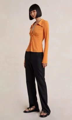Bec&Bridge MYLA LONG SLEEVE SHIRT - SPICED ORANGE Tops