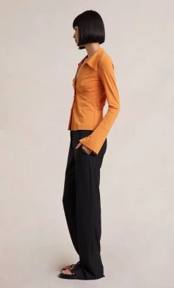 Bec&Bridge MYLA LONG SLEEVE SHIRT - SPICED ORANGE Tops