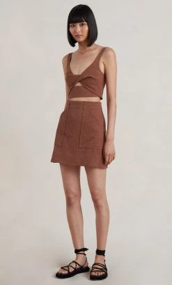 Bec&Bridge BONNIE MINI SKIRT - CACAO Bottoms