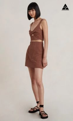 Bec&Bridge BONNIE MINI SKIRT - CACAO Bottoms