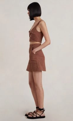 Bec&Bridge BONNIE MINI SKIRT - CACAO Bottoms