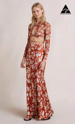 Bec&Bridge BLOSSOM MAXI SKIRT - RUST PRINT