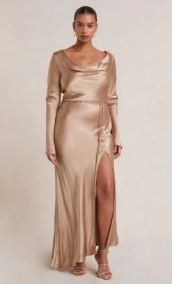 Bec&Bridge MOON DANCE LONG SLEEVE COWL DRESS - GOLDEN Dresses