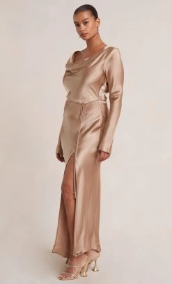 Bec&Bridge MOON DANCE LONG SLEEVE COWL DRESS - GOLDEN Dresses