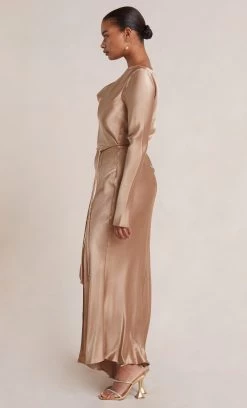 Bec&Bridge MOON DANCE LONG SLEEVE COWL DRESS - GOLDEN Dresses