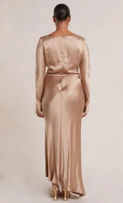 Bec&Bridge MOON DANCE LONG SLEEVE COWL DRESS - GOLDEN Dresses