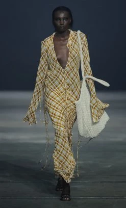 Bec&Bridge AAFW RUNWAY EDIT SUNFLOWER CHECK LONG SLEEVE MAXI DRESS - SUNFLOWER CHECK