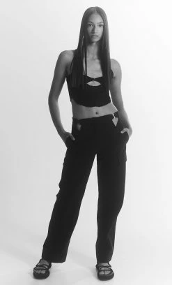 Bec&Bridge VERONICA EDGE KNIT BRA TOP - BLACK Tops