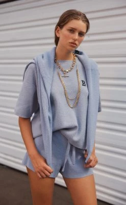 Bec&Bridge TYLER KNIT SHORT - SILVER BLUE