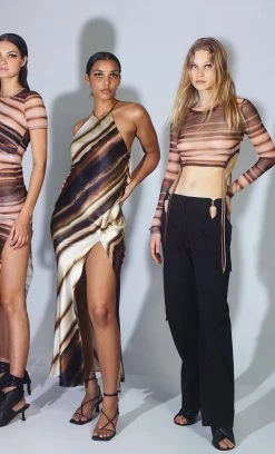 Bec&Bridge NEW WATERCOLOUR LONG SLEEVE CROP TOP - PRINT