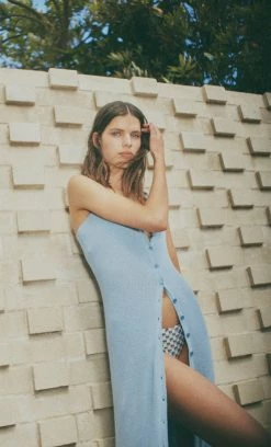 Bec&Bridge WILD SIDE BUTTON MAXI DRESS - SKY BLUE Dresses