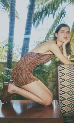 Bec&Bridge ZIGGY KNIT MINI DRESS - LUREX STRIPE