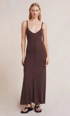 Bec&Bridge WILD SIDE BUTTON MAXI DRESS - CHOCOLATE Dresses