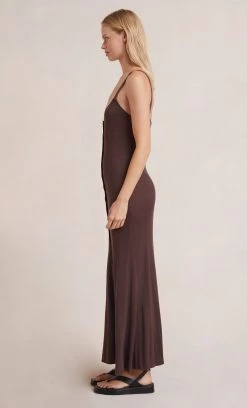 Bec&Bridge WILD SIDE BUTTON MAXI DRESS - CHOCOLATE Dresses
