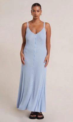Bec&Bridge WILD SIDE BUTTON MAXI DRESS - SKY BLUE Dresses
