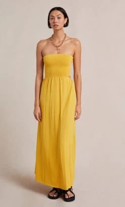 Bec&Bridge POPPY KNIT CUT OUT DRESS - STRAW Dresses