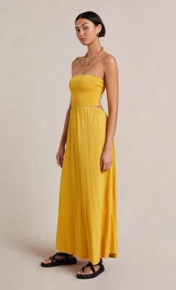 Bec&Bridge POPPY KNIT CUT OUT DRESS - STRAW Dresses