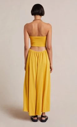 Bec&Bridge POPPY KNIT CUT OUT DRESS - STRAW Dresses