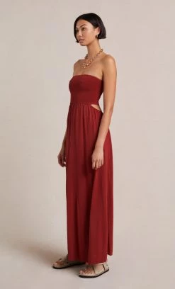 Bec&Bridge Dresses POPPY KNIT CUT OUT DRESS - BRICK