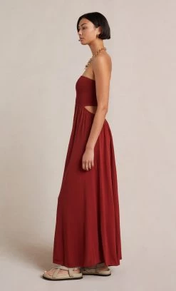 Bec&Bridge Dresses POPPY KNIT CUT OUT DRESS - BRICK