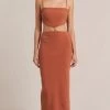 Bec&Bridge Dresses ALBA CUT OUT MIDI DRESS - TERRACOTTA