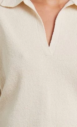Bec&Bridge OASIS KNIT POLO TOP - OATMEAL Tops