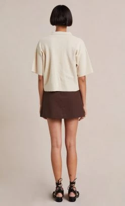 Bec&Bridge OASIS KNIT POLO TOP - OATMEAL Tops