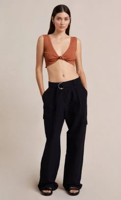 Bec&Bridge ELIJAH KNIT TWIST TOP - CINNAMON Tops