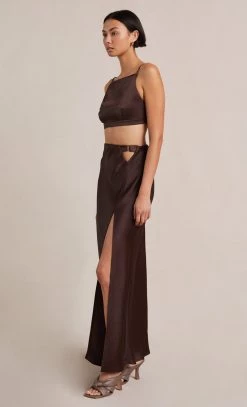Bec&Bridge Bottoms NADIA MAXI SKIRT - CHOCOLATE