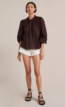 Bec&Bridge ALEXANDRA LONG SLEEVE BLOUSE - CHOCOLATE Tops