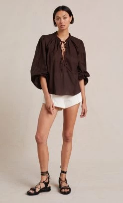 Bec&Bridge ALEXANDRA LONG SLEEVE BLOUSE - CHOCOLATE Tops