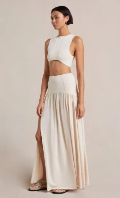 Bec&Bridge AMALIA KNIT CROP TOP - CREAM