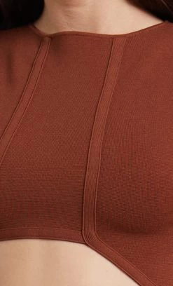 Bec&Bridge AMALIA KNIT CROP TOP - RUST