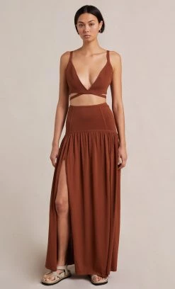 Bec&Bridge AMALIA KNIT TWIST TOP - RUST Tops