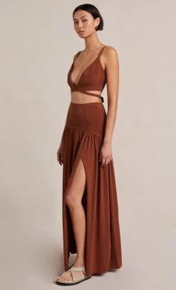 Bec&Bridge AMALIA KNIT TWIST TOP - RUST Tops