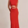 Bec&Bridge EFFIE KNIT CUT OUT MAXI DRESS - CHERRY