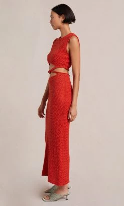 Bec&Bridge EFFIE KNIT CUT OUT MAXI DRESS - CHERRY
