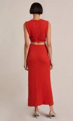 Bec&Bridge EFFIE KNIT CUT OUT MAXI DRESS - CHERRY