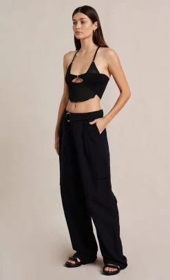 Bec&Bridge VERONICA EDGE KNIT BRA TOP - BLACK Tops