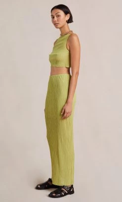 Bec&Bridge Bottoms PLISSE MIDI SKIRT - PISTACHIO