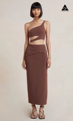 Bec&Bridge IVY ASYM TOP - DARK CHOCOLATE