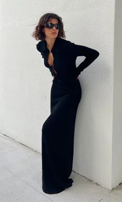 Bec&Bridge MICKEY KNIT LONG SLEEVE MAXI - BLACK NEW