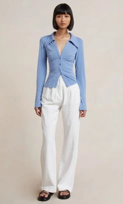 Bec&Bridge Tops MYLA LONG SLEEVE SHIRT - DUSK BLUE