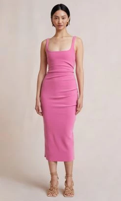 Bec&Bridge NEW KARINA TUCK MIDI DRESS - PINK