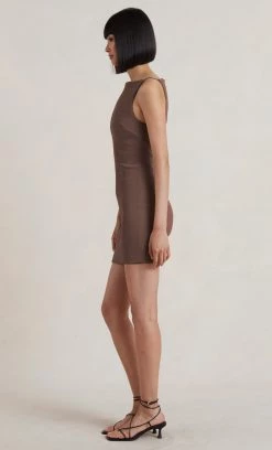Bec&Bridge CLOVER MINI DRESS - DARK CHOCOLATE NEW